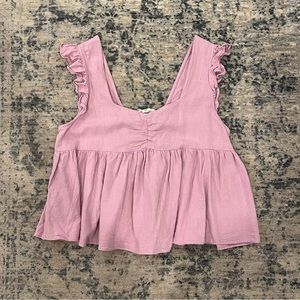 Ruffle Sleeve Pink Tie Up Shirt